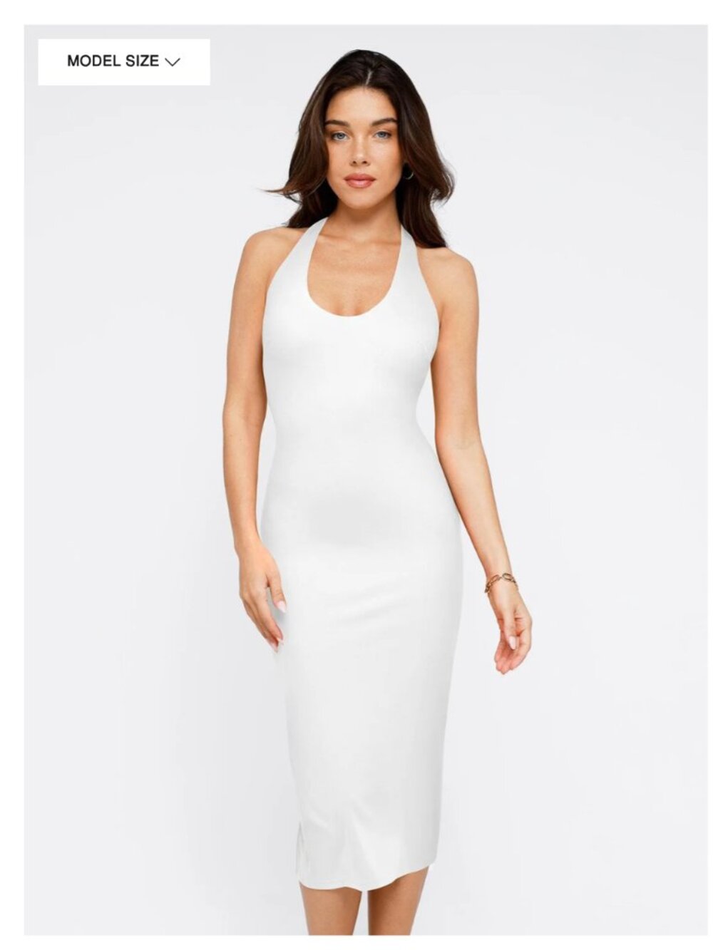 POPILUSH Shapewear Convertible Backless Halter Sculpting Midi Dress